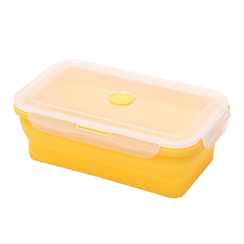 Silicone Foldable Lunch Box Collapsible Food Storage Container Bento BPA Free Microwavable Portable Picnic Rectangle Box