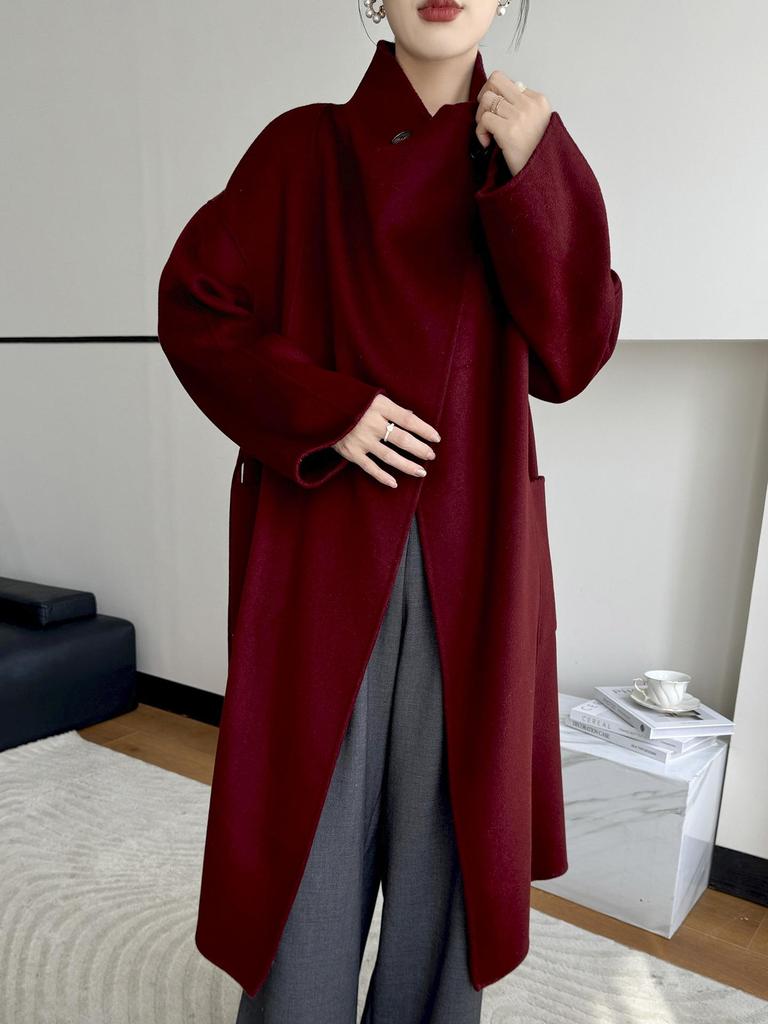 Damen Midilanger 2025 Kaschmirwolle Tweedmantel - Doppelseitig, Überknie, High-End Mode für Herbst/Winter