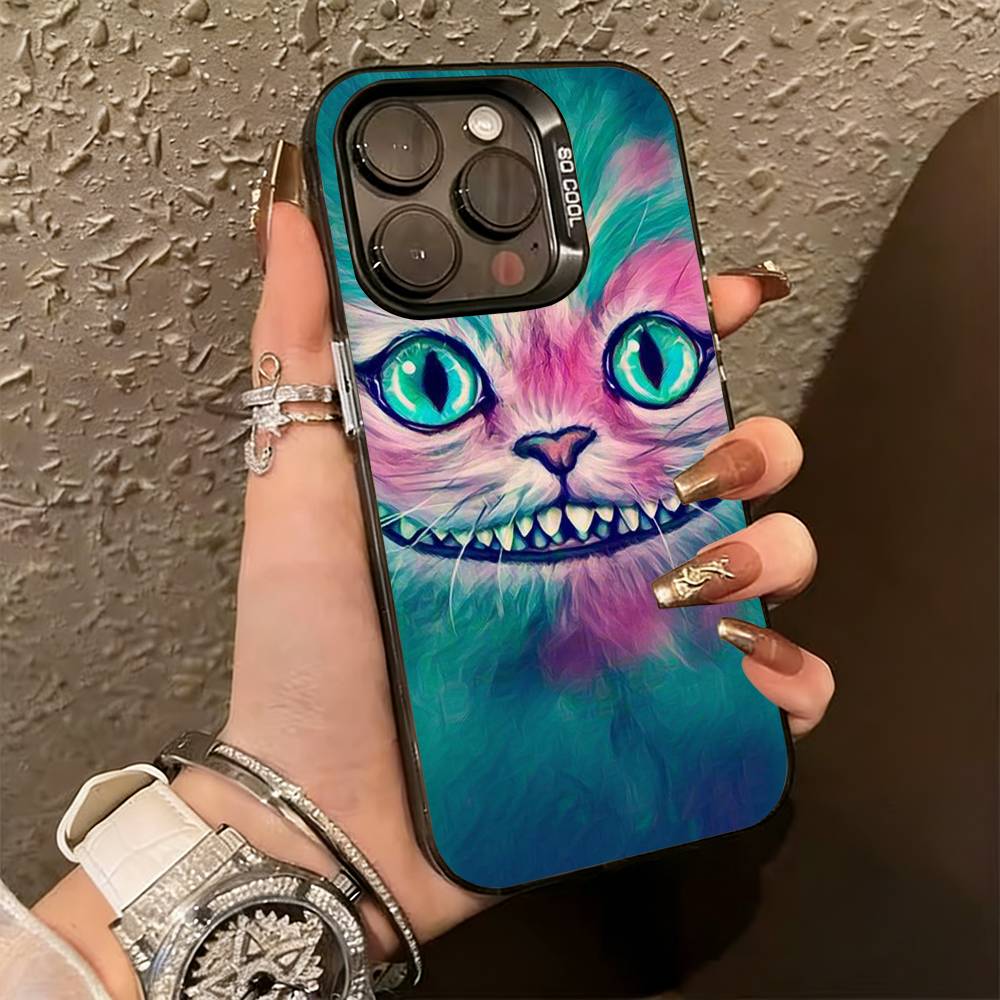 Cool C-Cheshire Cat  Phone Case For iPhone 17,16,15,14,13,12,11 Plus,Pro Max,XS,Colorful Silver Black Cover iPhone12PROMAX