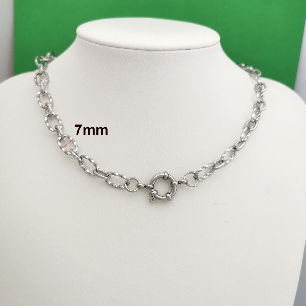 Segler Federverschluss Halskette Damen Herren Choker Edelstahl Geometrisches Glied Gedrehte Kette Rolo PVD Gold Silber