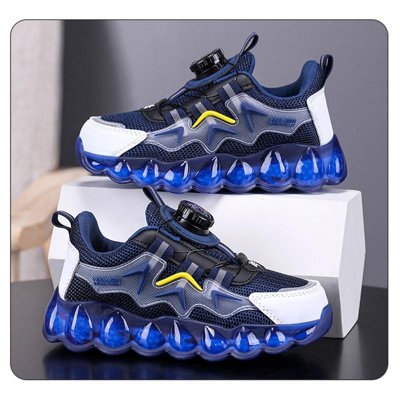 Summer Boys Sports Shoes Kids Sneakers Boys Breathable Mesh Trendy Shoes With Rotating Button Ideal For Active Children