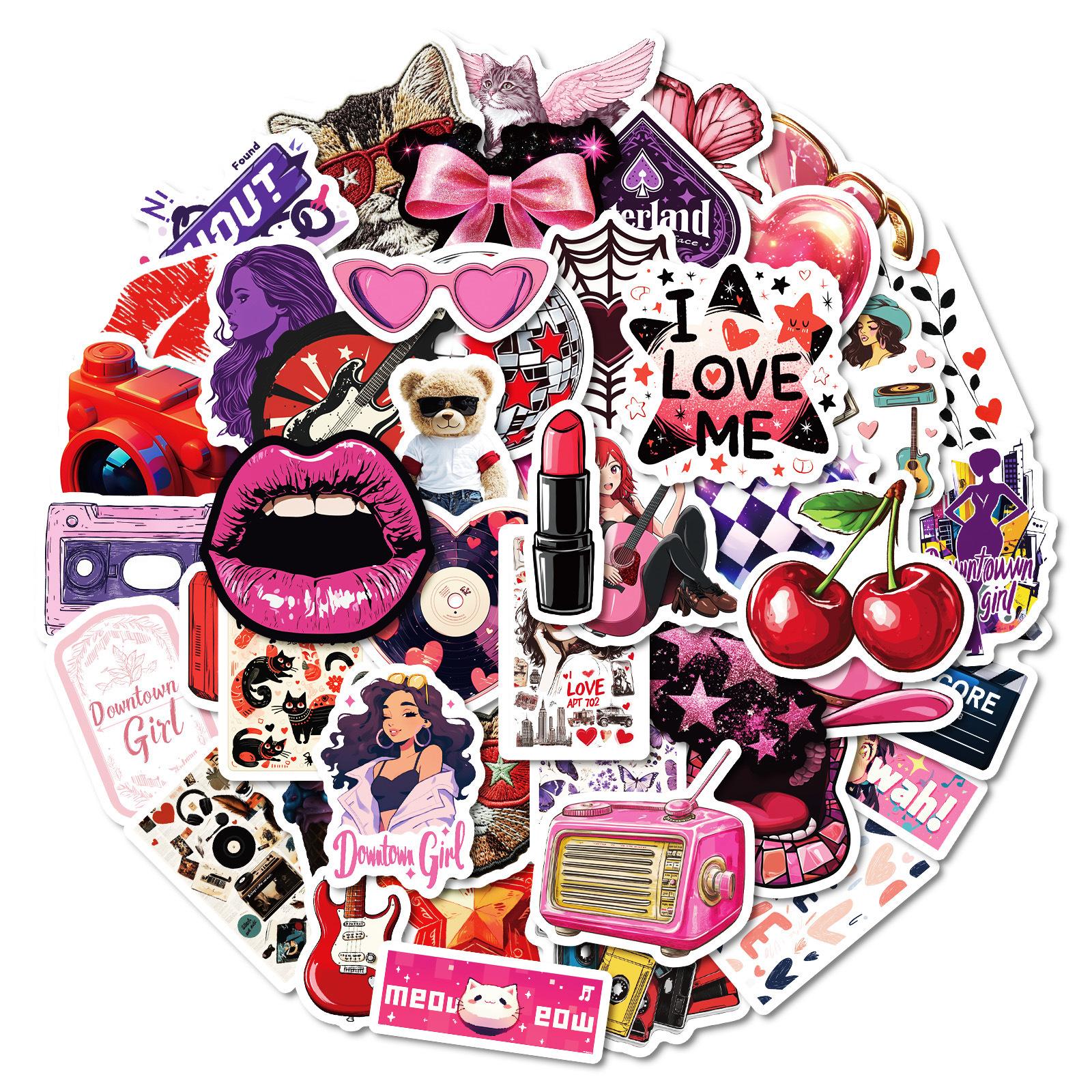 

50 Наклеек серии «Горячие красные губы» Украсьте стакан для воды, чемодан, блокнот, граффити-наклейки