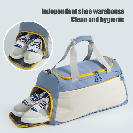 Unisex Gym Bag Duffle Bag with Shoe Compartment Wet Pocket Weekender Tote Overnight Duffel for Travel Sports Fitness Workout Swimming