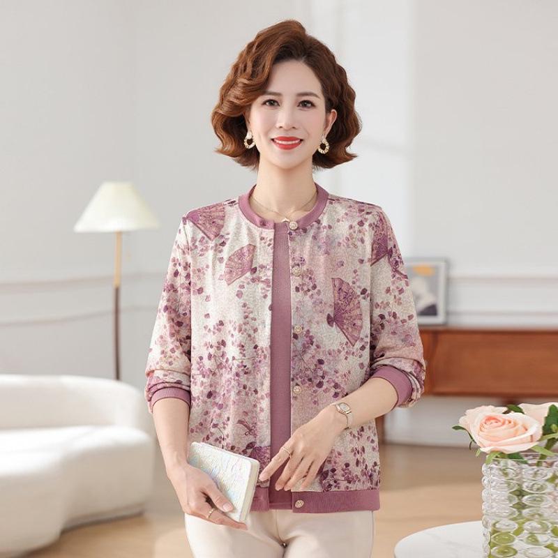 

Mom s 2026 Spring Loose Knit Cardigan Two-piece Set for Middle-aged & Elderly Women 4XL (for 135-150 jin)