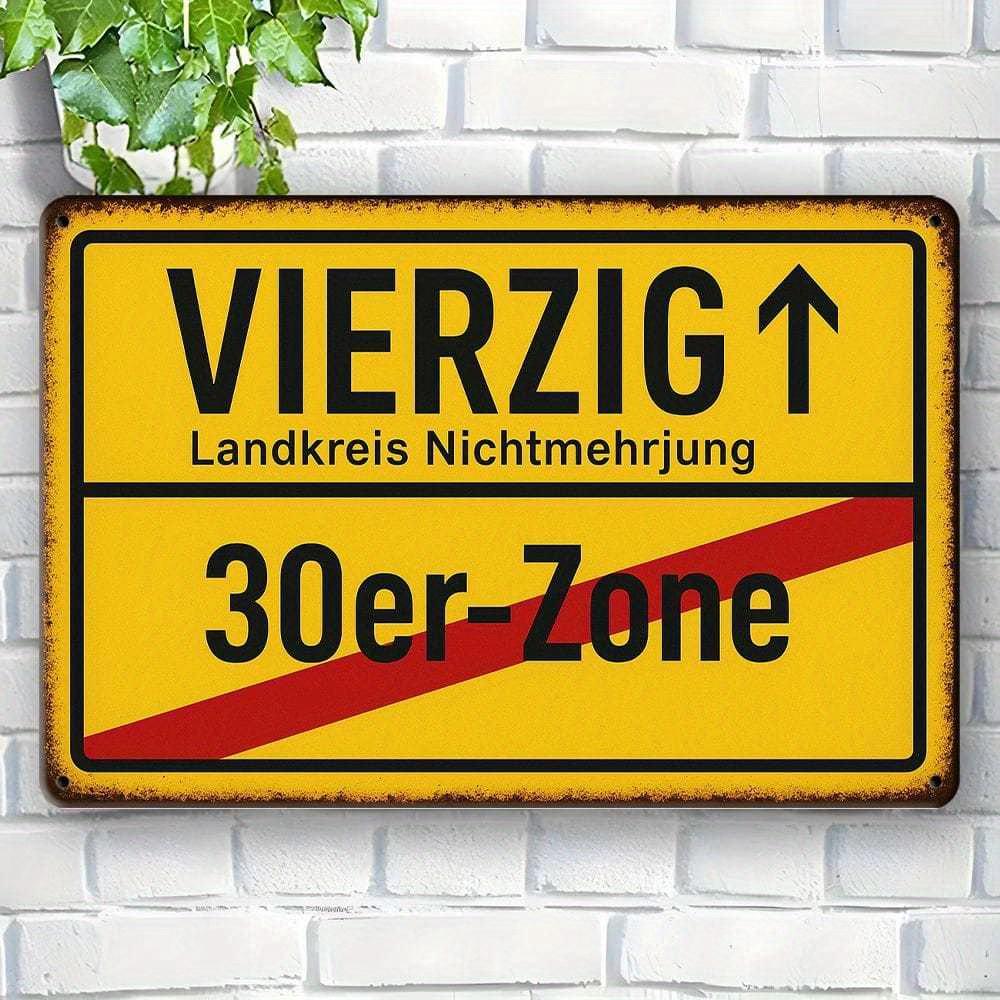 

German Forty Sign - 20x30cm Retro Metal Art for 40th Birthday Celebrations чистый