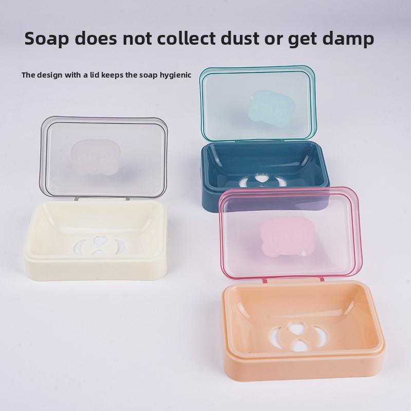 Flip-top Creative Lid-Equipped Drainable Portable Bathroom Soap Dish