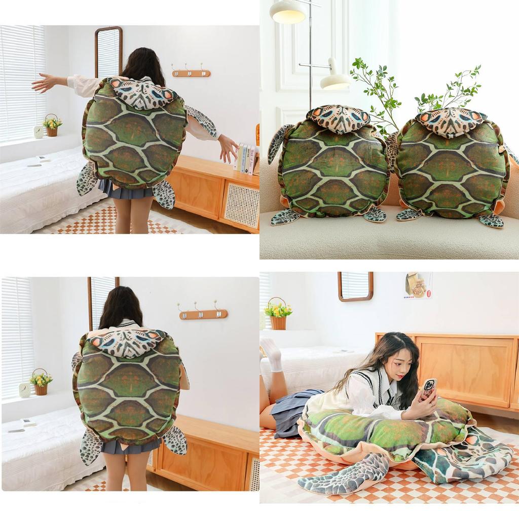 Almofada de Pelúcia Casco de Tartaruga Única e Adorável, Brinquedo de Pelúcia Vestível para Relaxamento Aconchegante