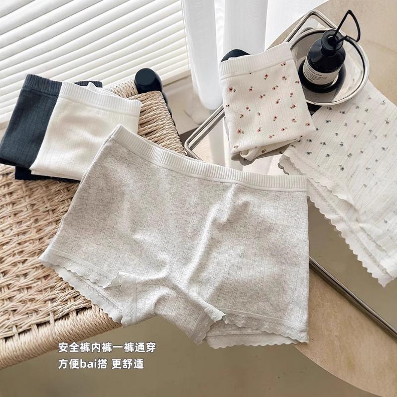 Women Cotton Floral Print Mid Waist Anti Chafing Safety Shorts Panties