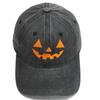 Cross-border Bestseller: Washed Soft-Top Casual Baseball Cap for Men and Women with Halloween Embroidered Pumpkin Smiley Face