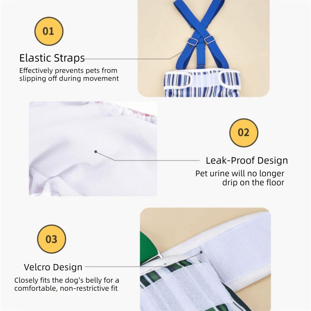 Striped Design Dog Diaper Suspenders Washable Pet Physiological Pants Puppies Period