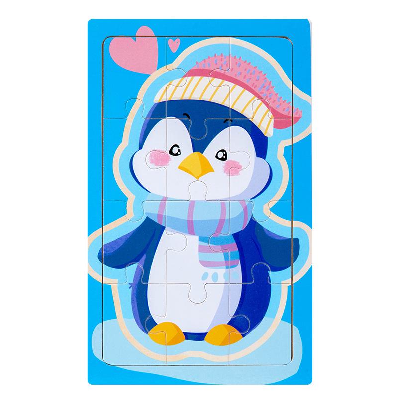 12 flache Puzzles Baby-Puzzle niedliches Tier einführende Logik frühe Bildungspuzzle Kindergartengeschenk