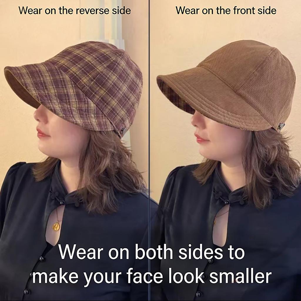Fashion Plaid Equestrian Hat for Women Summer Double Side Solid Color Sunshade Duck Tongue Cap Girls Vintage Outdoor Hat