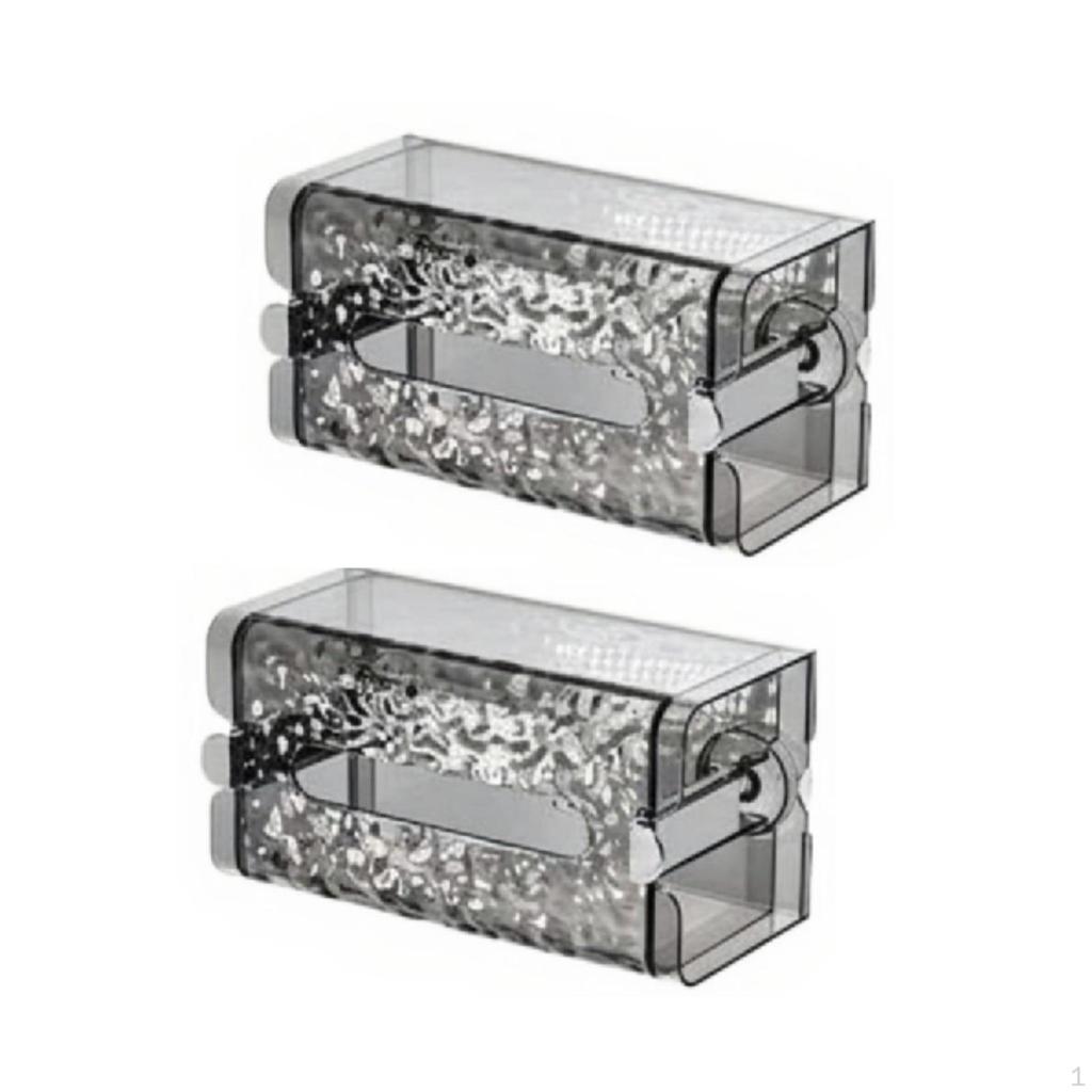 Suction Holder Tissue Holder, Wall Mount Dispenser Box, NoDrill Bathroom Organizer Clear Gray 1pc