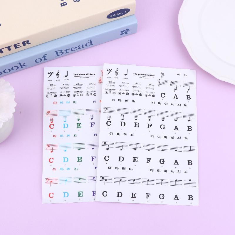 1 Set Beginner Letter Piano Sticker 88/61/54/49 Keys With Removable Colored Note Labels Piano Keyboard Stickers