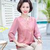 Women New Stitched Round Neck Printed Fashion Loose T-Shirt Chiffon Long Sleeve Top