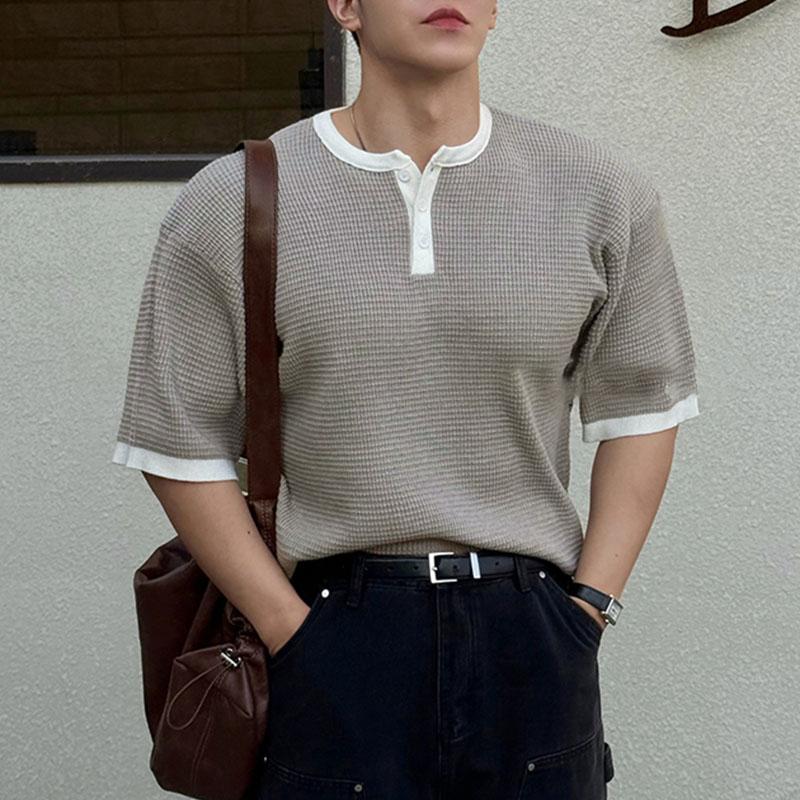 

INCERUN Мужские футболки с коротким рукавом и круглым вырезом, повседневные топы с текстурой стежка 3XL серый