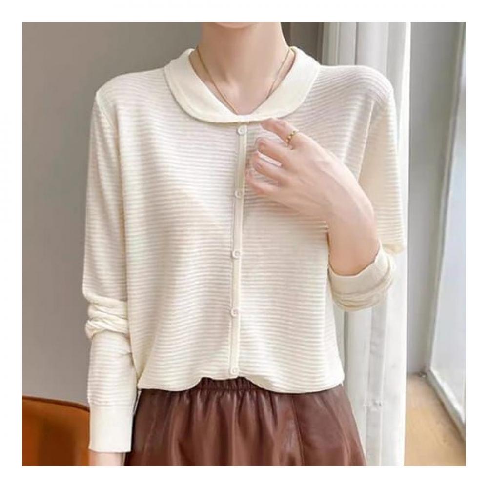 Navava Long Sleeve Knit Simple Button Daily Collar Nk2286
