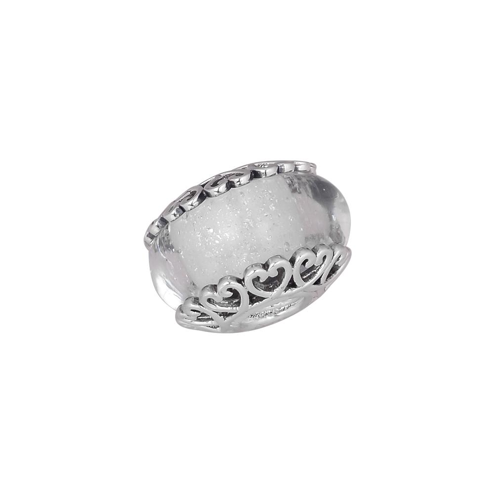 Fits Europe Bracelet Argent 925 Sterling Silver  Iridescent White Glass Charm Beads Women Girls DIY Jewelry Gift