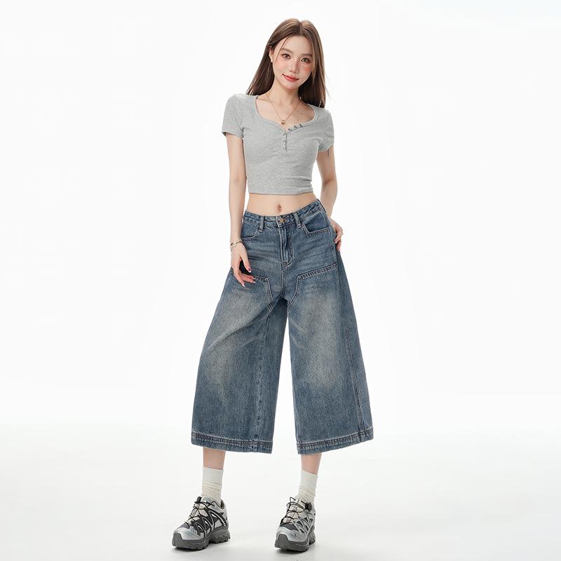 2025 Trendy Women’s Retro Wide-Leg Cropped Pants