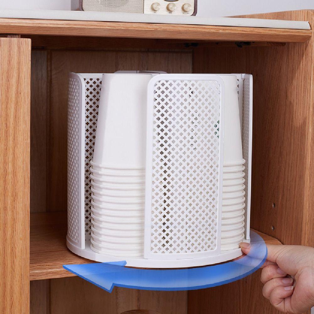 4 Compartments Cup Storage Rack 360° Rotation Paper Cup Holder Coffee Cup Dispenser  Household
