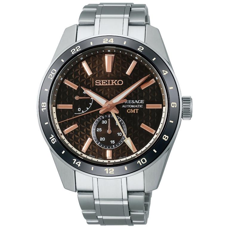 Мужские автоматические часы SEIKO Presage серии Sharp Edged с функцией GMT, калибр 6R64, модель SPB275J1 коричневый