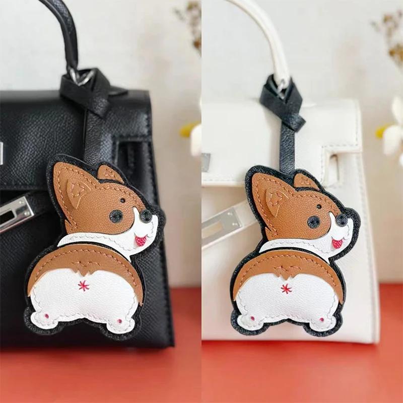 15 Styles Brand Latest Cowhide Bag Pendant & Accessories, Puppy Theme High Quality Key Chain Backpack Charms, Diy Bag Decor Gift
