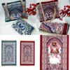Foldable Portable Prayer Mat Islamic Floral Woven Jacquard Kneeling Rug Blanket with Tassels For Men Women and Children