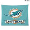 Benutzerdefiniertes Namensschild Miami Dolphins Bedruckter Wandteppich – Wandbehang für Schlafzimmer, Studentenwohnheime und Heimdekoration