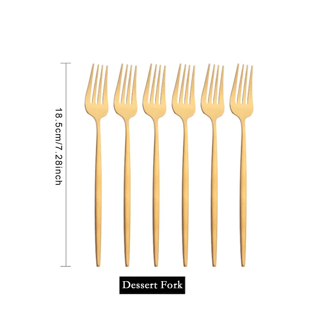 6Pcs Wstern Gold Matte Cutlery Set Stainless Steel Dinnerware Flatware Kitchen Home Dessert Fork Spoon Knife Set Tableware Set