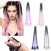 Gradient Color Three-Strand Braided Hair Accessory - Trendy Hip-Hop Colored Dreadlocks Ponytail.
