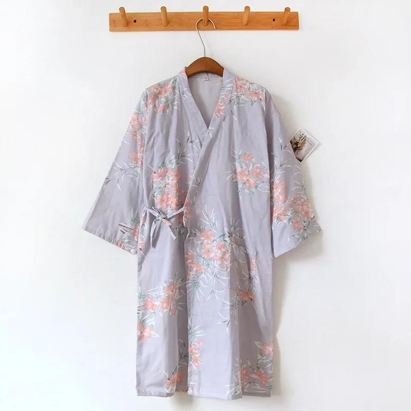 Ladies Cotton Kimono Bathrobe Loose Homewear Pajamas Robes for Women Multi Colors Printed Cardigan Sleep Wear Womens Robe