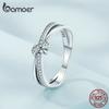 Bamoer 925 Sterling Silver Double Layer Knot Finger Ring Stackable Rings for Women Original Design Fine Jewelry