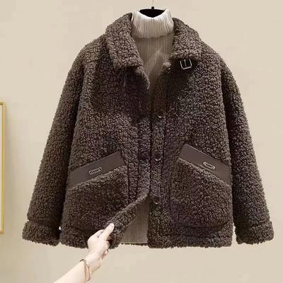 Damen Herbst und Winter Plus Kaschmir Lammwolle Mantel Grain Kaschmir Pelz One Lammwolle Kurzmantel Mantel Frauen