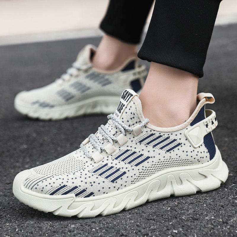 Men's Shoes Summer New Breathable Mesh Sneakers Korean Version of Flying Woven Versatile Casual Shoes Soft-soled Running Student Shoes