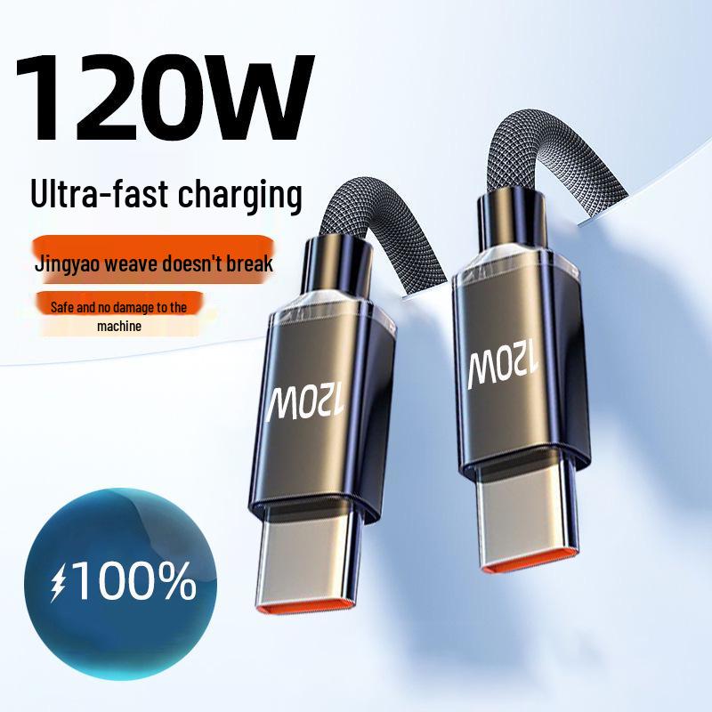 Jingyao 120W Dual Type-C Fast Charging Cable for Huawei and Apple 15/16 Laptops - PD Compatible