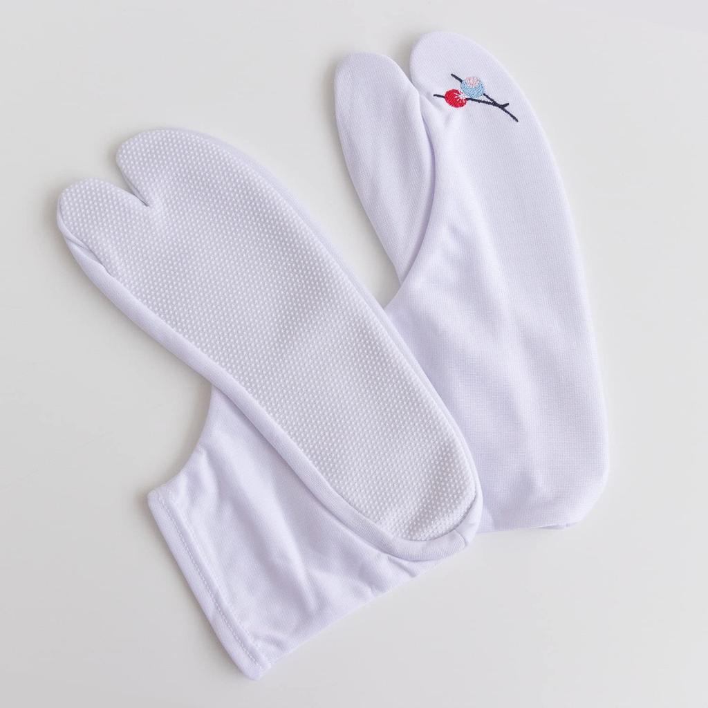 KYOETSU Embroidered Tabi Socks with Japanese Pattern and Tabi Cover Women's Non-Slip (Sizes 21-22cm, E. Kanzashi)