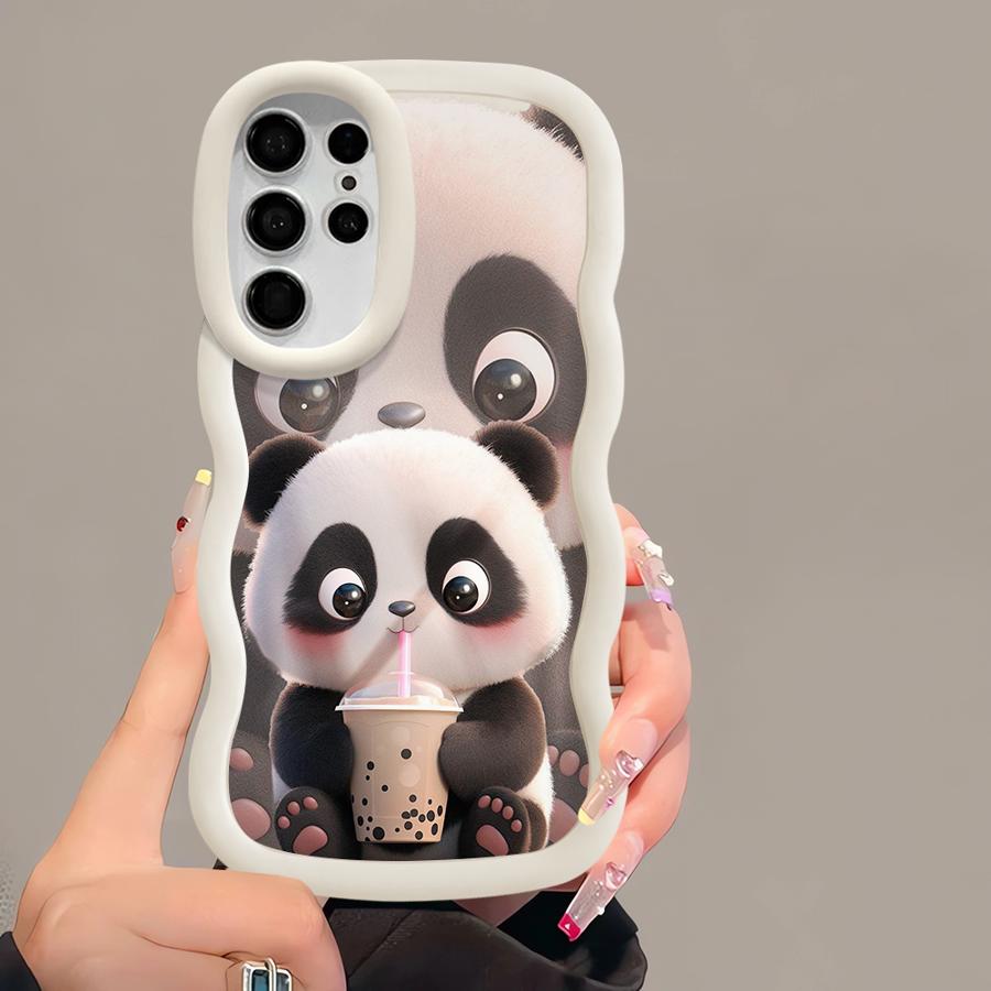 Cute Panda Case for Samsung Galaxy S25 S22 Ultra A26 S23 Plus S21 S20 FE S24 A25 Soft Phone Cover A55 A35 A54 A24 A36 A34