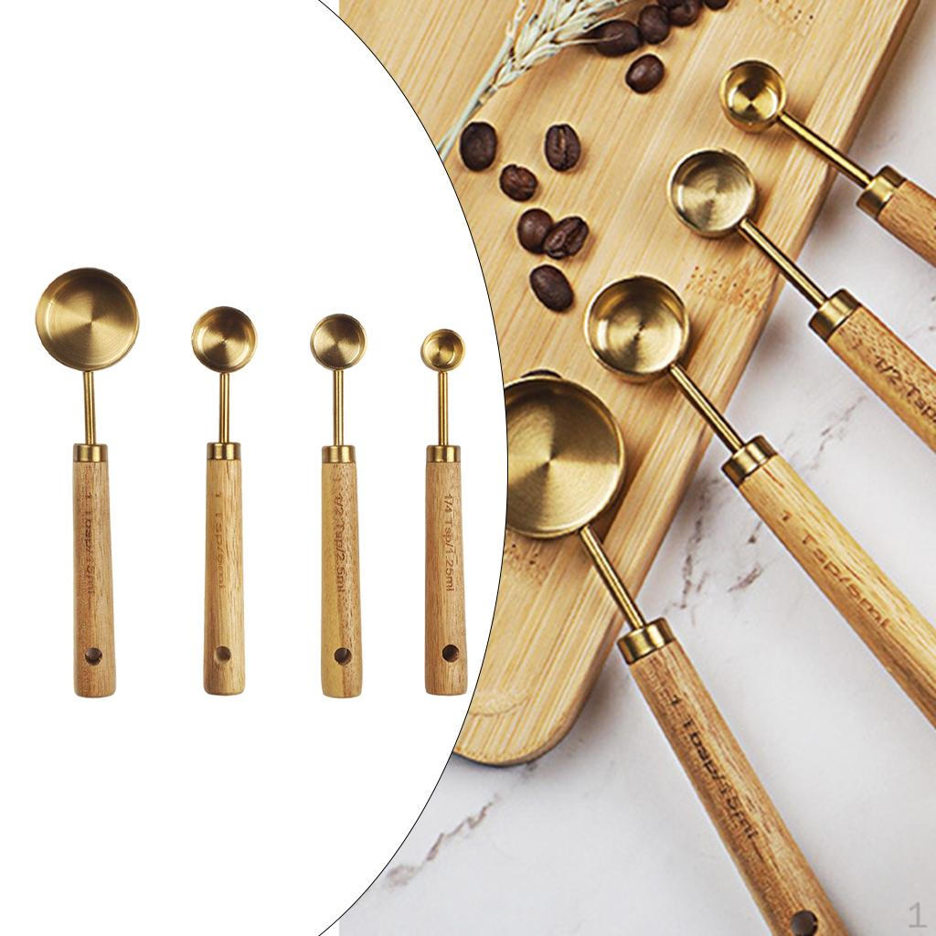 Kitchen Measuring Set with Wooden Handles Measuring Spoon