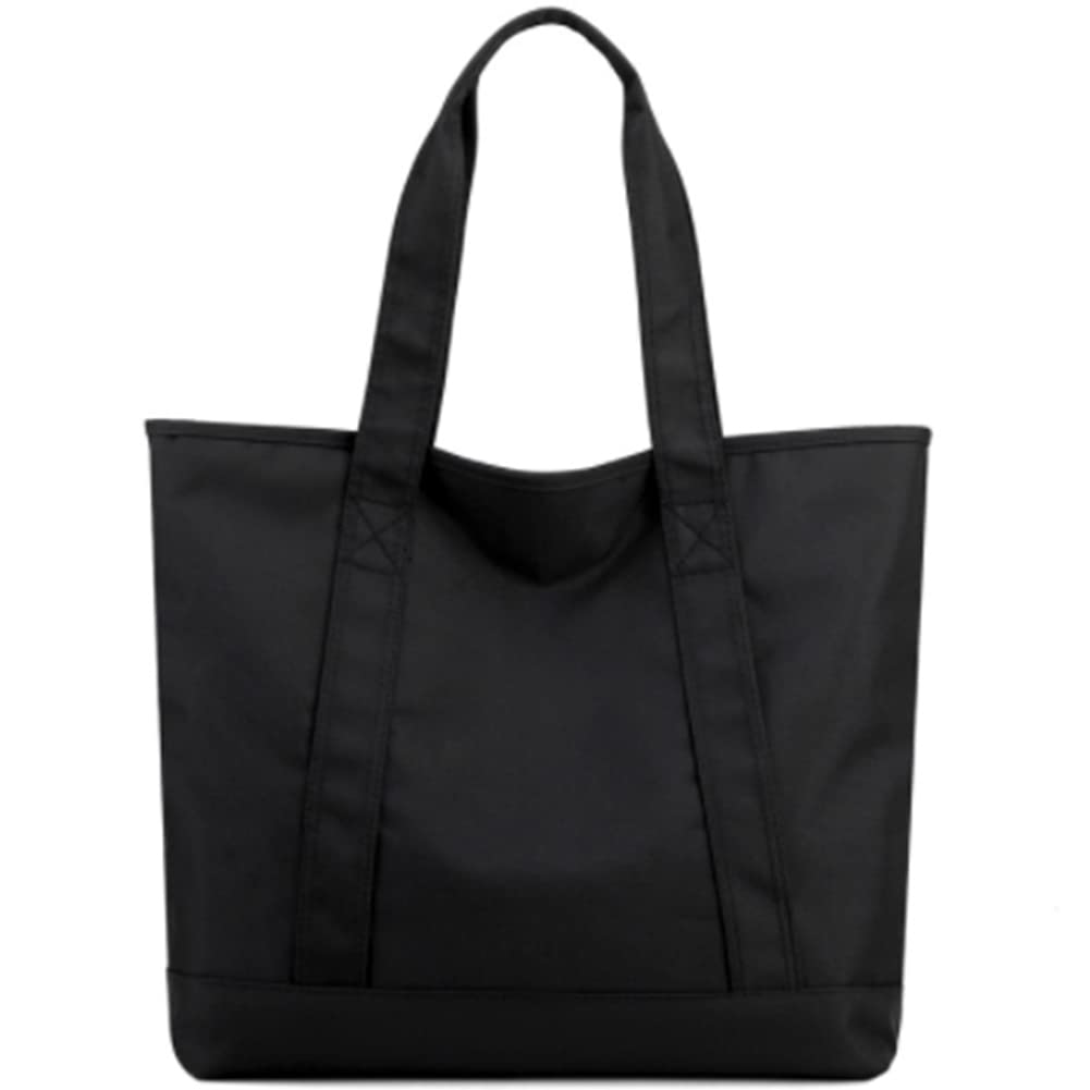 FUPUTWO Women s Waterproof A4 Tote Bag, Large Capacity, Lightweight, Solid Color, Zipper Included (Black)