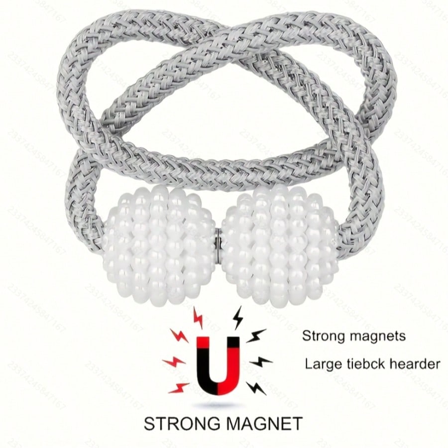 2 Fake Pearl Magnetic Curtain Straps, Curtain Strap Fixed Decorative Rope, Easy To Install Strap Design Suitable For Home And Office Curtain Fixing