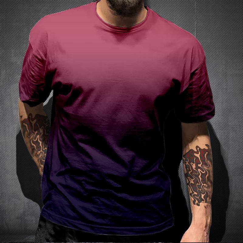Simple Gradient T Shirts For Men Trend Summer Crew Neck Fashion 3D Printed Short Sleeve T-shirts Loose Casual Streetwear Tees