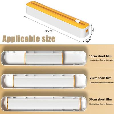 2 In 1 Food Film Dispenser Wrap Dispenser with Cutter Storage Box Aluminum Foil Stretch Film Cutter Wall Shelf Kitchen Organizer