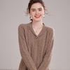 European Women's V-Neck Cashmere Knit Sweater - Thick, Versatile, Short Base Layer