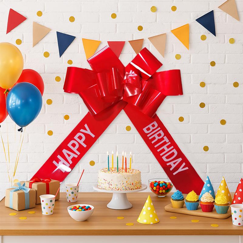 30 Zoll Große Rote Schleife Riesiges PP-Band Extra Große Schleife Auto Geburtstag Hochzeitsfeier Geschenke DIY Deko Handgezogene Blume