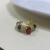 Design Geometric Unique Copper Ring For Women With Adjustable Fit And Colorful Zircon Stones