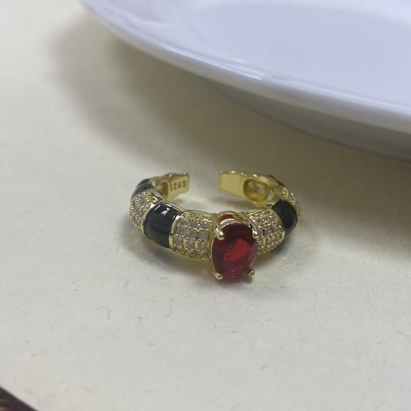 Design Geometric Unique Copper Ring For Women With Adjustable Fit And Colorful Zircon Stones
