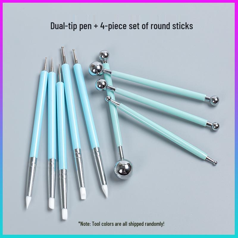 Silicone Double-Ended Dotting and Pressing Pen for Polymer Clay Sculpting