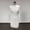 Women's Luxury Mesh Round Neck Long Sleeve Bodycon Dress