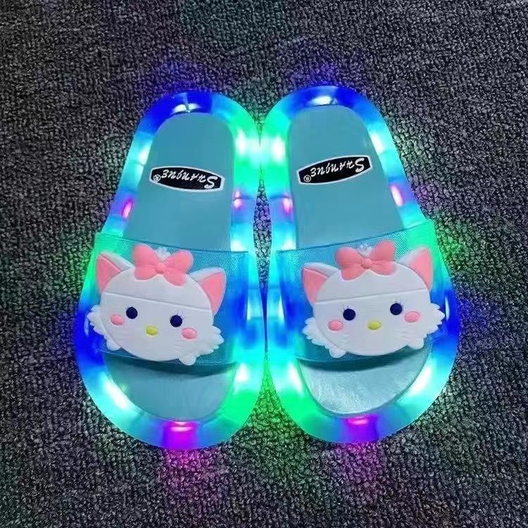 Children‘s Boys Girls Slippers Cartoon Unicorn Animals Prints Shoes Lighted Fashion Cute Shoes Bathroom Kids Toddler Slippers