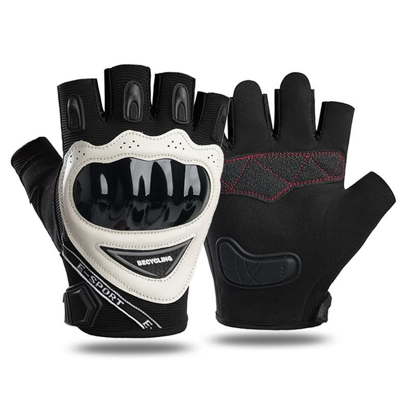 Mens Half-Finger Motorcycle Riding Gloves With Anti-Slip Palm Abrasion-Resistant Outdoor Off-Road Protection Gear